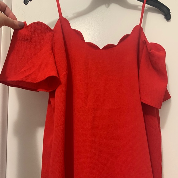 SOLD Red cold shoulder top - Picture 6 of 7